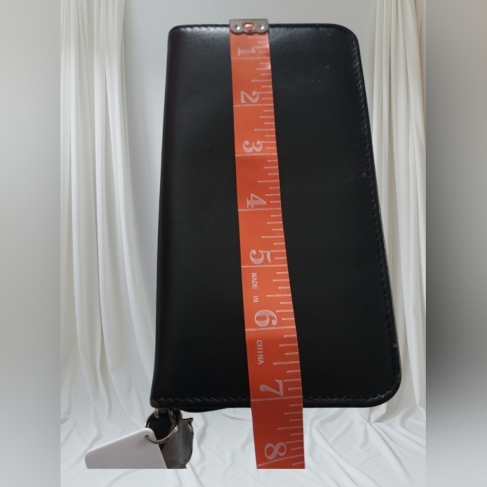 Black Faux Leather Zip Around Y2K Wallet - Picture 9 of 17